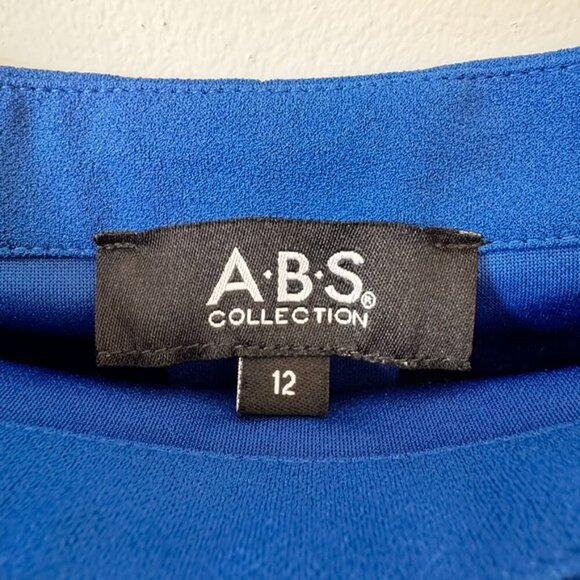 ABS Allen Schwartz Off Shoulder Bell Sleeve Mini Dress Indigo Blue - Picture 4 of 8